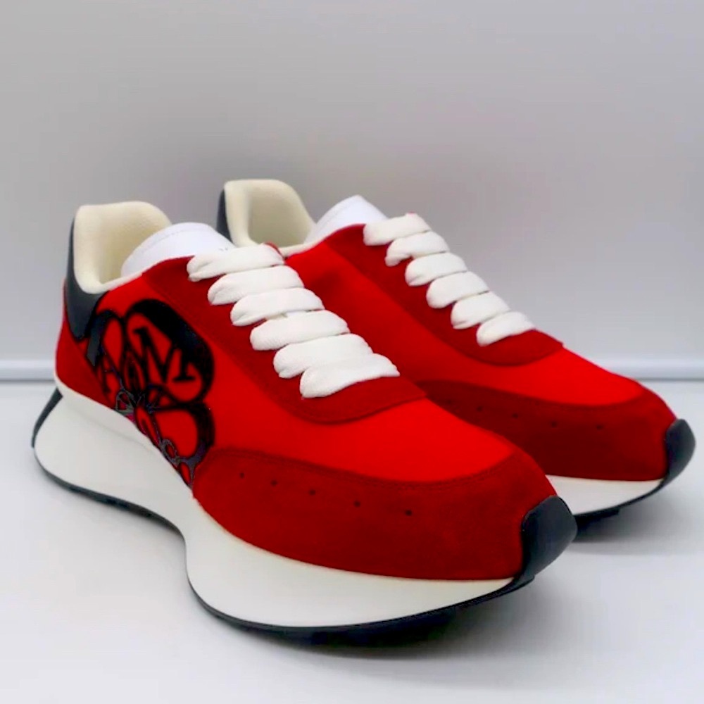 ALEXANDER MCQUEEN SPRINT RUNNER SNEAKERS RED SUEDE Rare SIZE 41 1/2